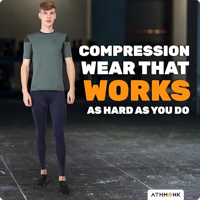 Athmonk Compression Nylon Lycra Lower Leggings Tights Yoga Pants for Men